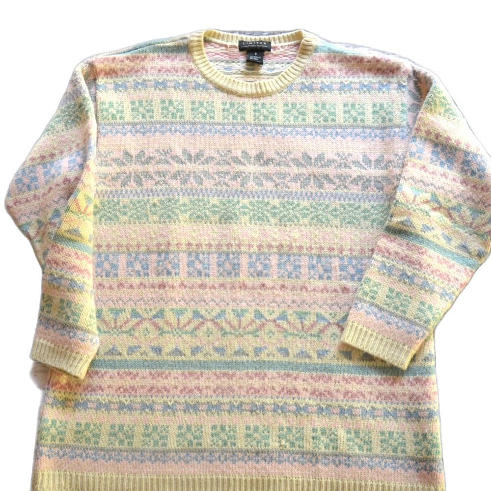 Vintage Limited Wool Blend Holiday Snowflake Christmas Pastel Sweater